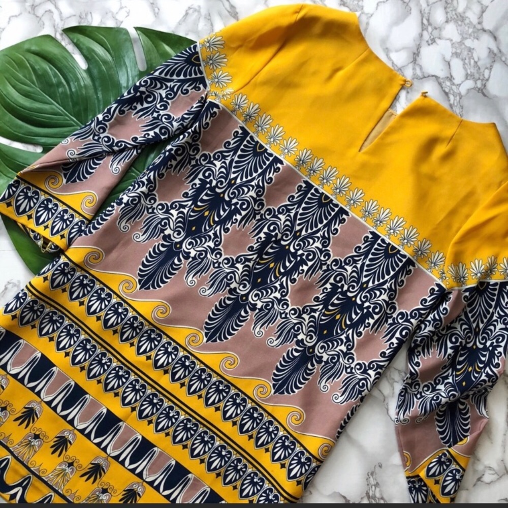 J Crew yellow and Blue shift dress 0 lined - Picture 5 of 5